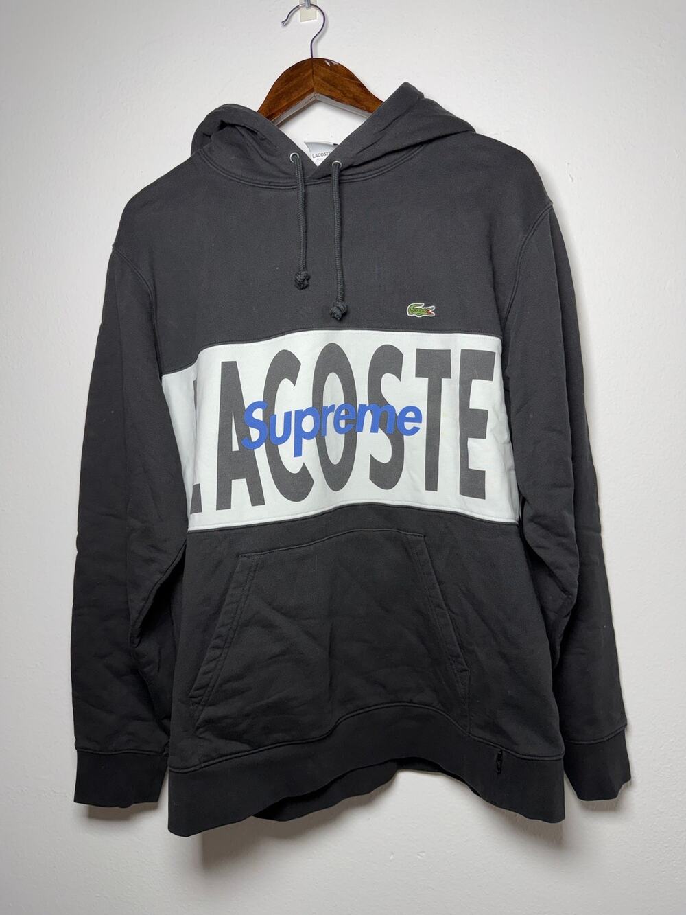 Supreme x Lacoste Logo Panel Hooded Sweatshirt